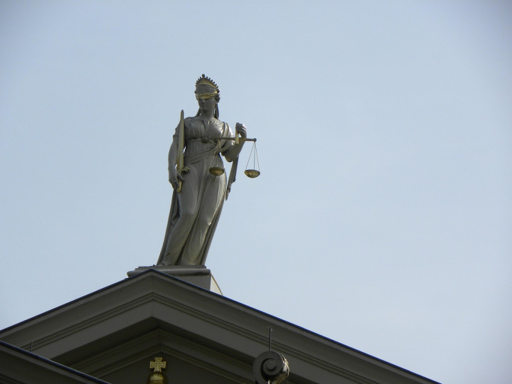 Scales of justice in law office